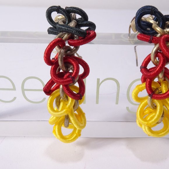 Lee Angel Color Block Ribbon Circles Link Drop earrings NWT 120 - Picture 15 of 15